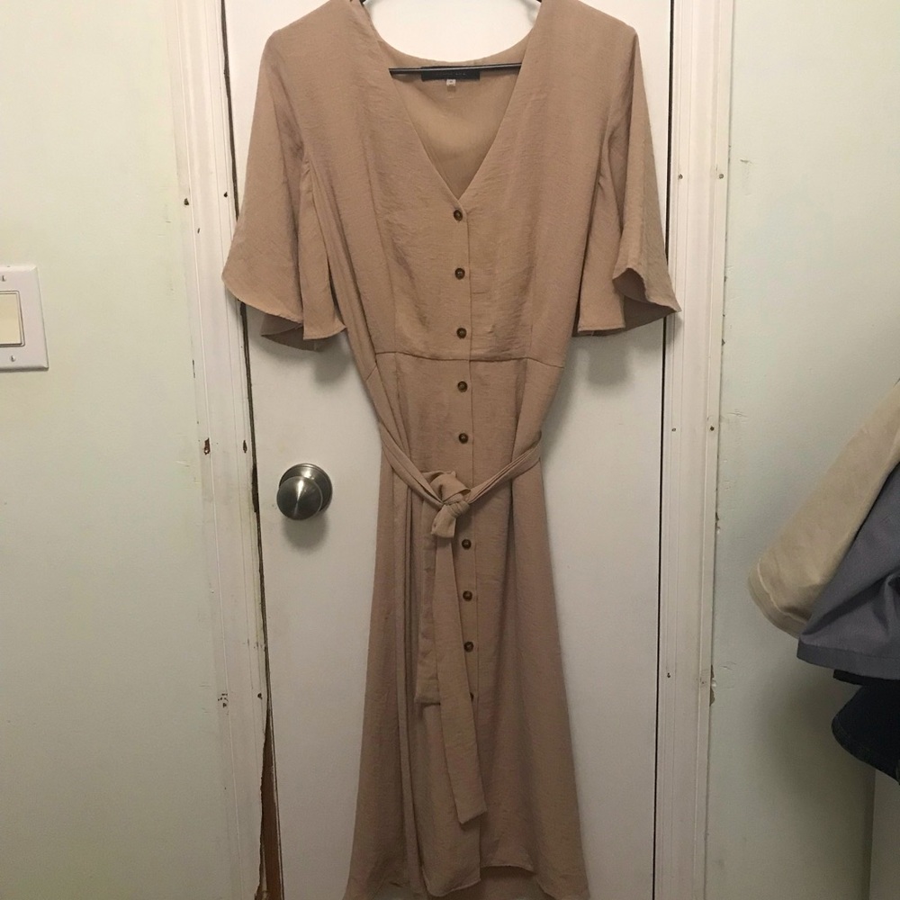 Over the knee flowy button up dress